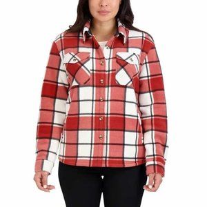 NWT Sage Ladies' Plush Shirt Jacket in RED